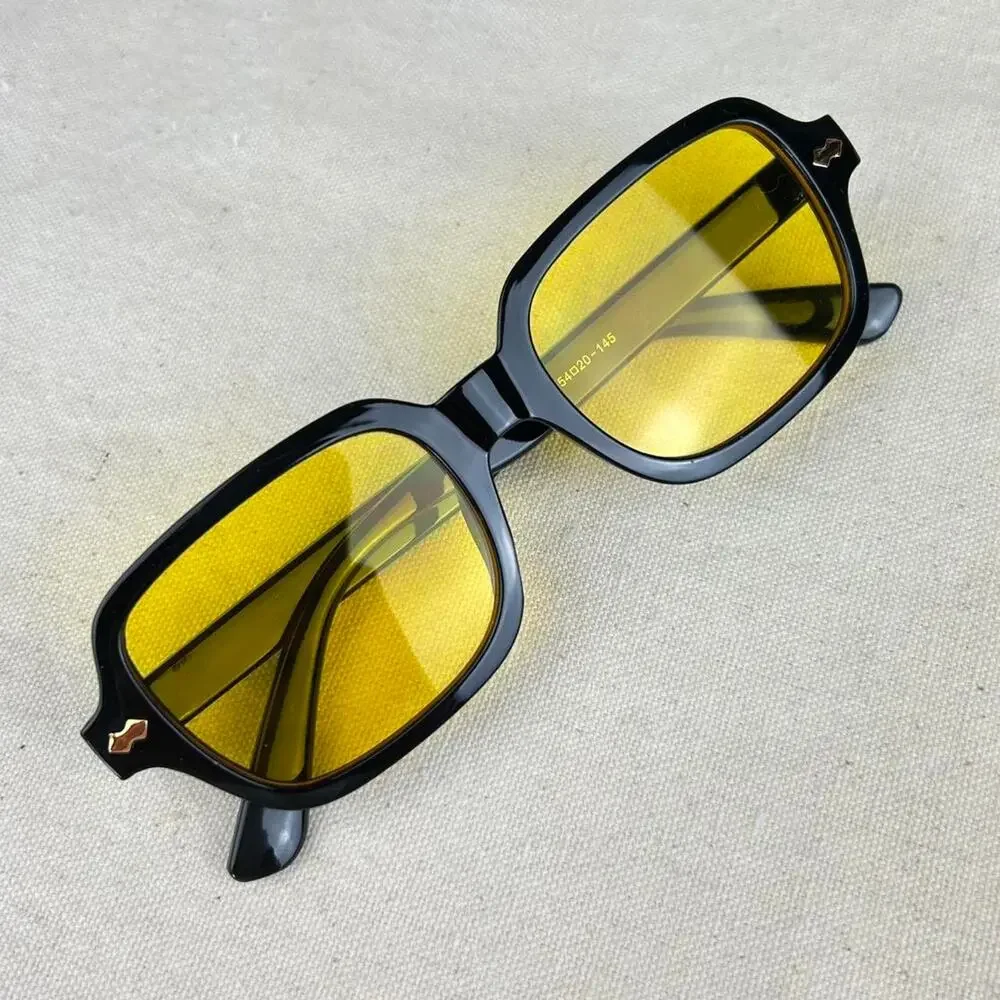 Vintage unique retro style black rounded square sunglasses cyber grunge techno